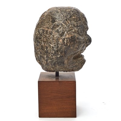 Lot 128 - A Large Chinese Stone Head of a Luohan
