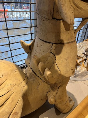 Lot 99 - A Monumental Chinese Carved and Painted Wood Pixiu