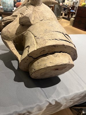 Lot 99 - A Monumental Chinese Carved and Painted Wood Pixiu
