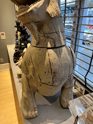 Lot 99 - A Monumental Chinese Carved and Painted Wood Pixiu