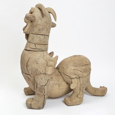 Lot 99 - A Monumental Chinese Carved and Painted Wood Pixiu
