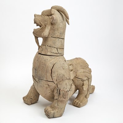 Lot 99 - A Monumental Chinese Carved and Painted Wood Pixiu