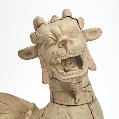 Lot 99 - A Monumental Chinese Carved and Painted Wood Pixiu