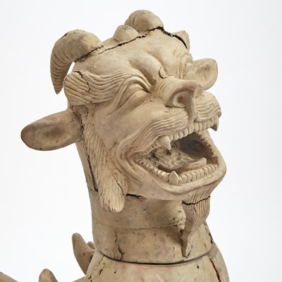 Lot 99 - A Monumental Chinese Carved and Painted Wood Pixiu