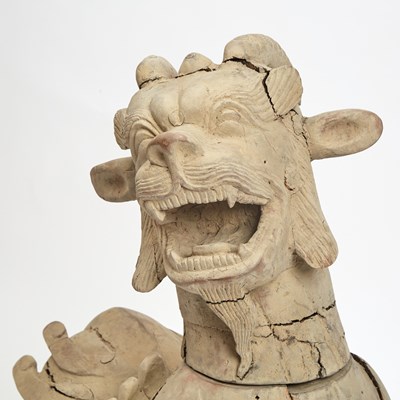 Lot 99 - A Monumental Chinese Carved and Painted Wood Pixiu