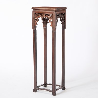 Lot 101 - A Chinese Burlwood Inset Hardwood Stand