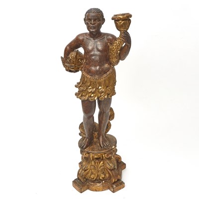 Lot 207 - Carved, Ebonized and Gilt Wood and Gesso "Ocean God" Figure