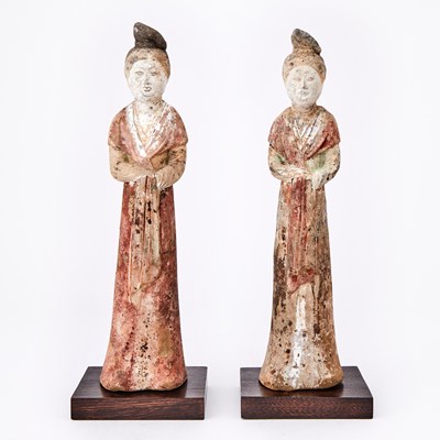 Lot 169 - A Pair of Chinese Pottery Figures of Ladies