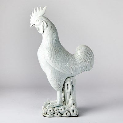 Lot 217 - A Pair of Chinese White Glazed Porcelain Cockerels