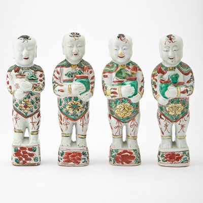 Lot 195 - Two Pairs of Chinese Porcelain ‘HeHe Erxian’ Figures