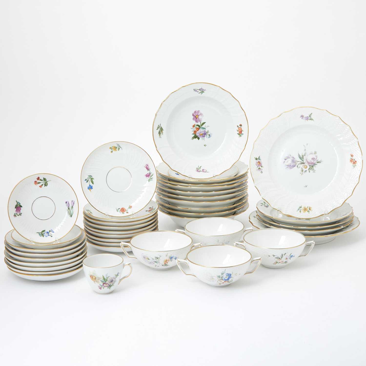 Lot 61 - Royal Copenhagen Porcelain 'Saxon Flower' Pattern Partial Dinner Service