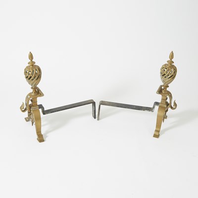 Lot 144 - Pair of Baroque Style Cast Bronze Andirons