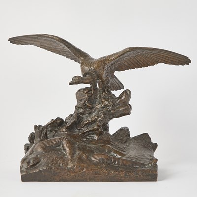 Lot 379 - French Patinated Bronze Animalier Group of a Vulture and a Deadman