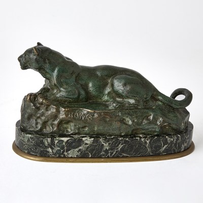 Lot 356 - French Patinated Bronze Animalier Figure of a Recumbent Panther