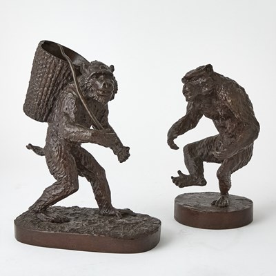 Lot 380 - Two French Patinated Bronze Animalier Figures of Monkeys Christophe Fratin