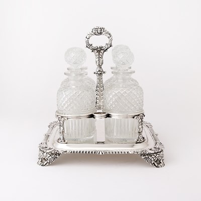 Lot 128 - George IV Sterling Silver and Cut Glass Decanter Stand