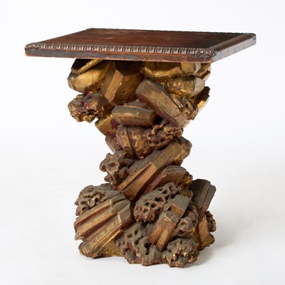 Lot 285 - Italian Baroque Walnut and Parcel Gilt Pedestal Table