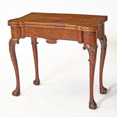 Lot 428 - George II Walnut and Burr Walnut Concertina Action Card Table