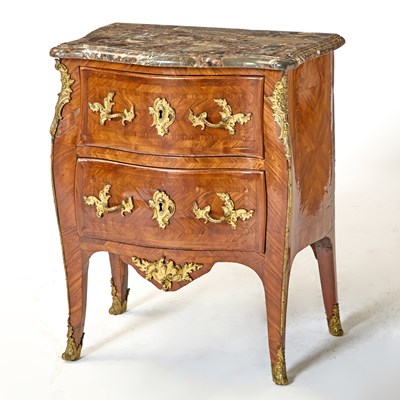 Lot 305 - Louis XV Ormolu-Mounted Tulipwood and Rosewood Petite Commode