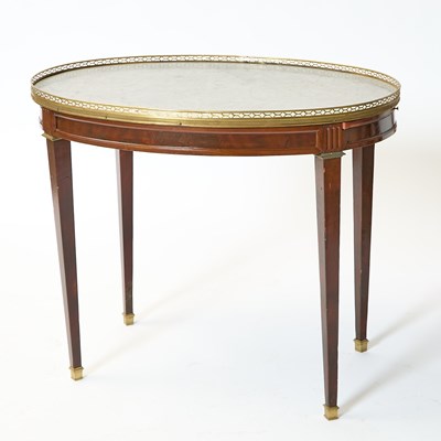 Lot 336 - Louis XVI Bronze Mounted Mahogany Oval Bouillotte Table