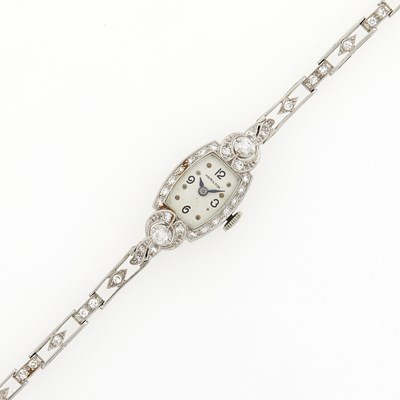 Lot 1125 - Hamilton Platinum and Diamond Wristwatch