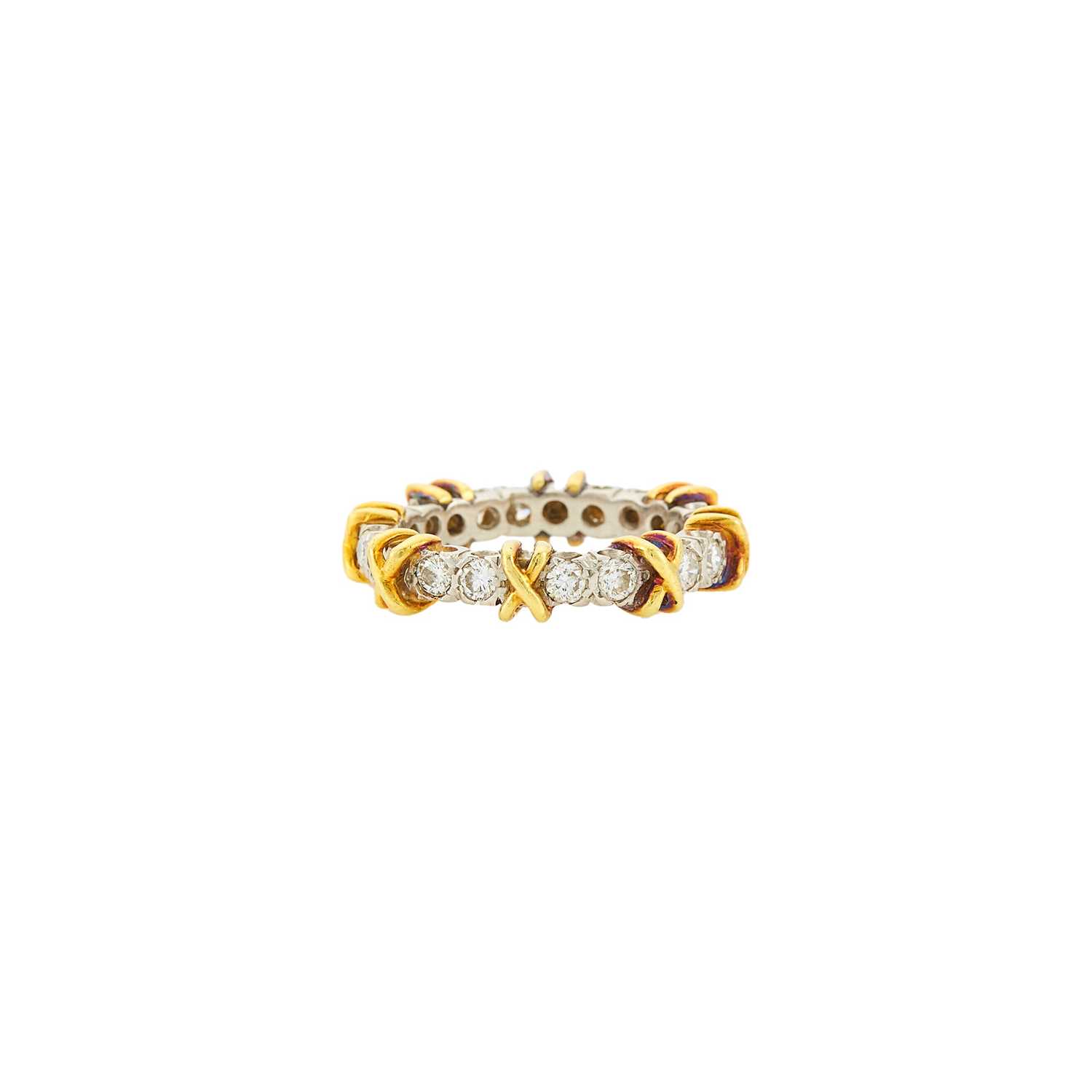 Lot 1028 - Platinum, Gold and Diamond Band Ring