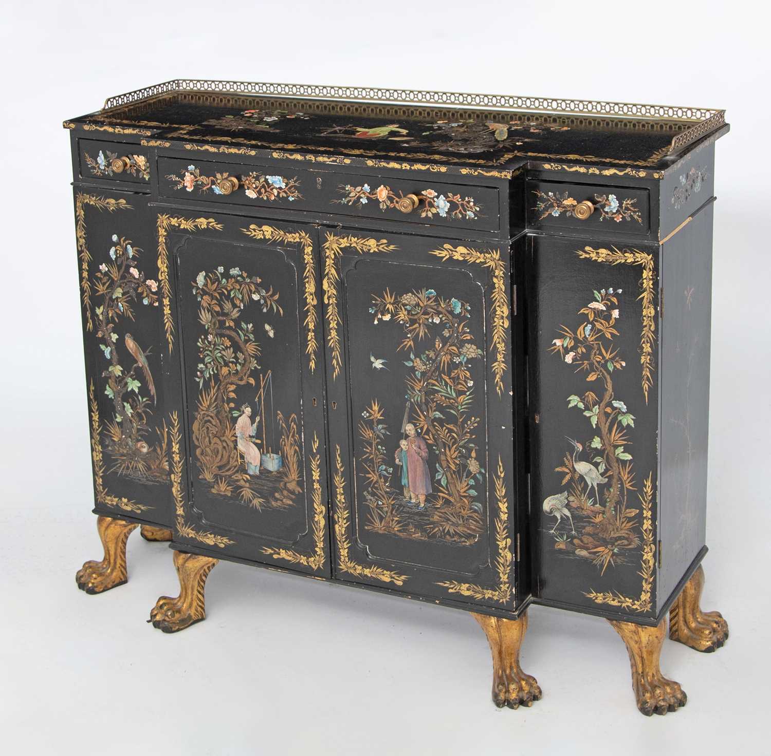 Lot 145 - Regency Style Ebonized and Chinoiserie Decorated Cabinet