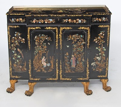 Lot 145 - Regency Style Ebonized and Chinoiserie Decorated Cabinet