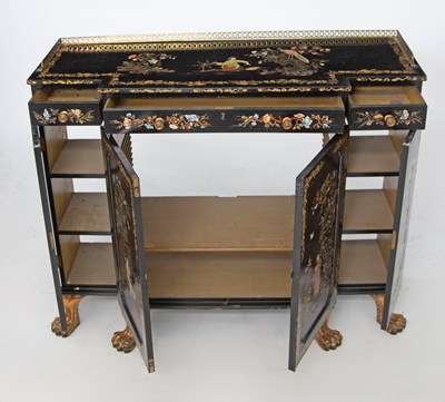 Lot 145 - Regency Style Ebonized and Chinoiserie Decorated Cabinet