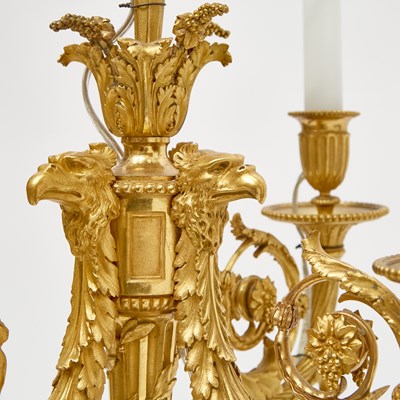 Lot 123 - Pair of Louis XVI Style Gilt-Bronze Mounted White Marble Candelabra