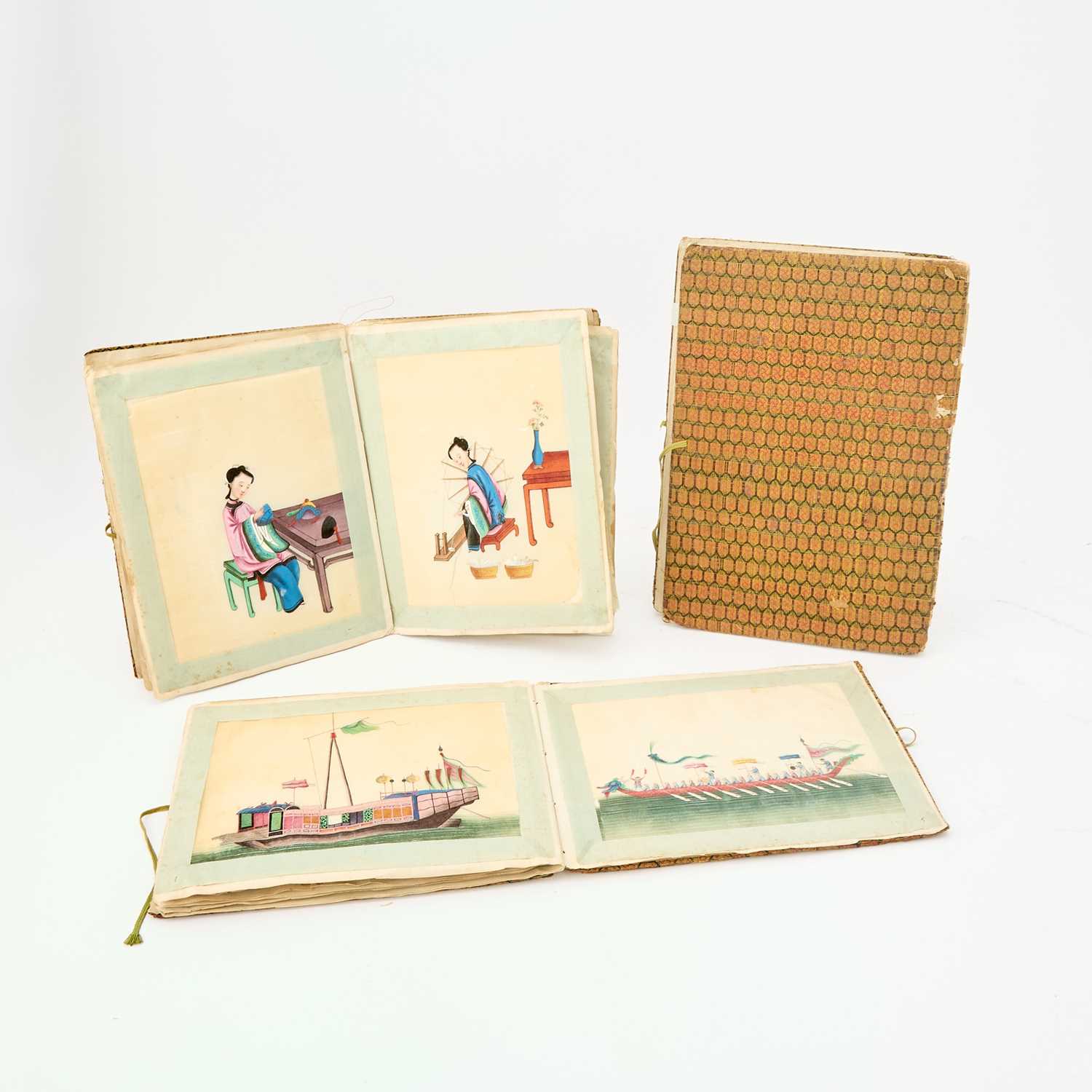 Lot 136 - Three Clothbound Miniature Albums of China Trade Pith Paintings
