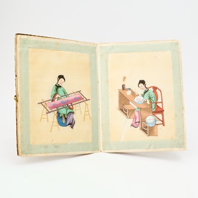 Lot 136 - Three Clothbound Miniature Albums of China Trade Pith Paintings