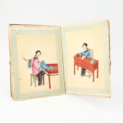 Lot 136 - Three Clothbound Miniature Albums of China Trade Pith Paintings
