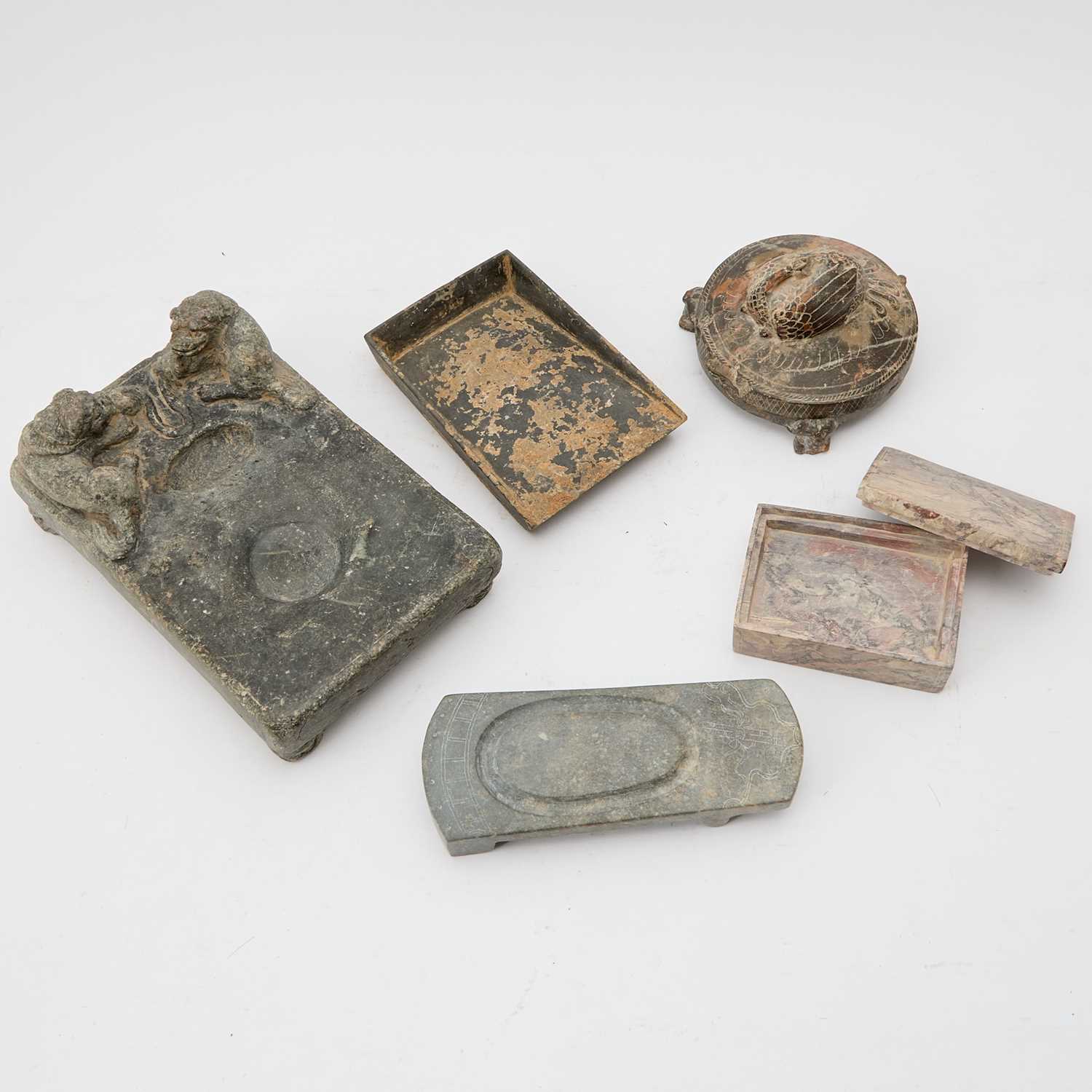 Lot 588 - Five Chinese Carved Inkstones