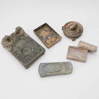 Lot 588 - Five Chinese Carved Inkstones