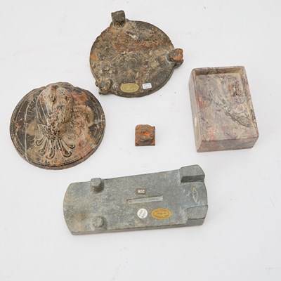 Lot 588 - Five Chinese Carved Inkstones