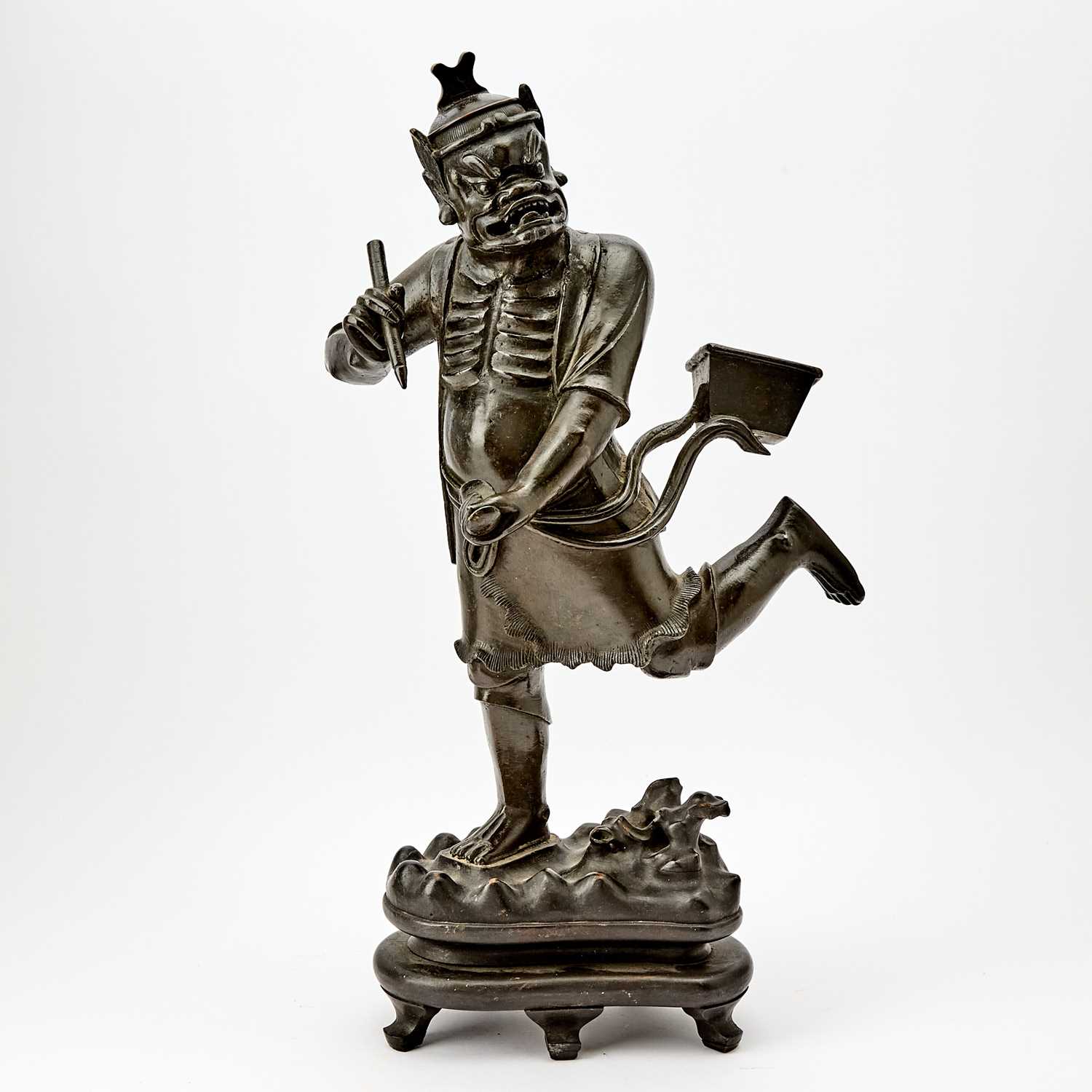 Lot 127 - A Chinese Bronze Figure of Qu Yuan on Stand