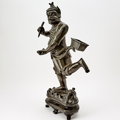 Lot 127 - A Chinese Bronze Figure of Qu Yuan on Stand