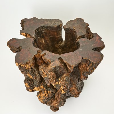 Lot 98 - A Large Chinese Carved Rootwood Scroll Pot