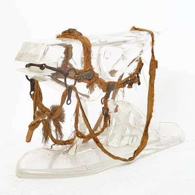 Lot 86 - A Rare Chinese Silk Bridle with Cloisonne-Inset Gilt Bronze Hardware