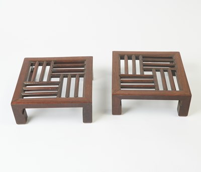 Lot 589 - A Pair of Chinese Hardwood Foot Stools