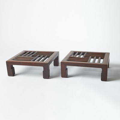 Lot 589 - A Pair of Chinese Hardwood Foot Stools