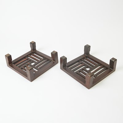 Lot 589 - A Pair of Chinese Hardwood Foot Stools