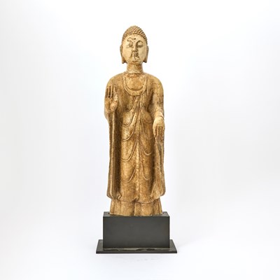 Lot 586 - A Chinese Marble Figure of Standing Buddha