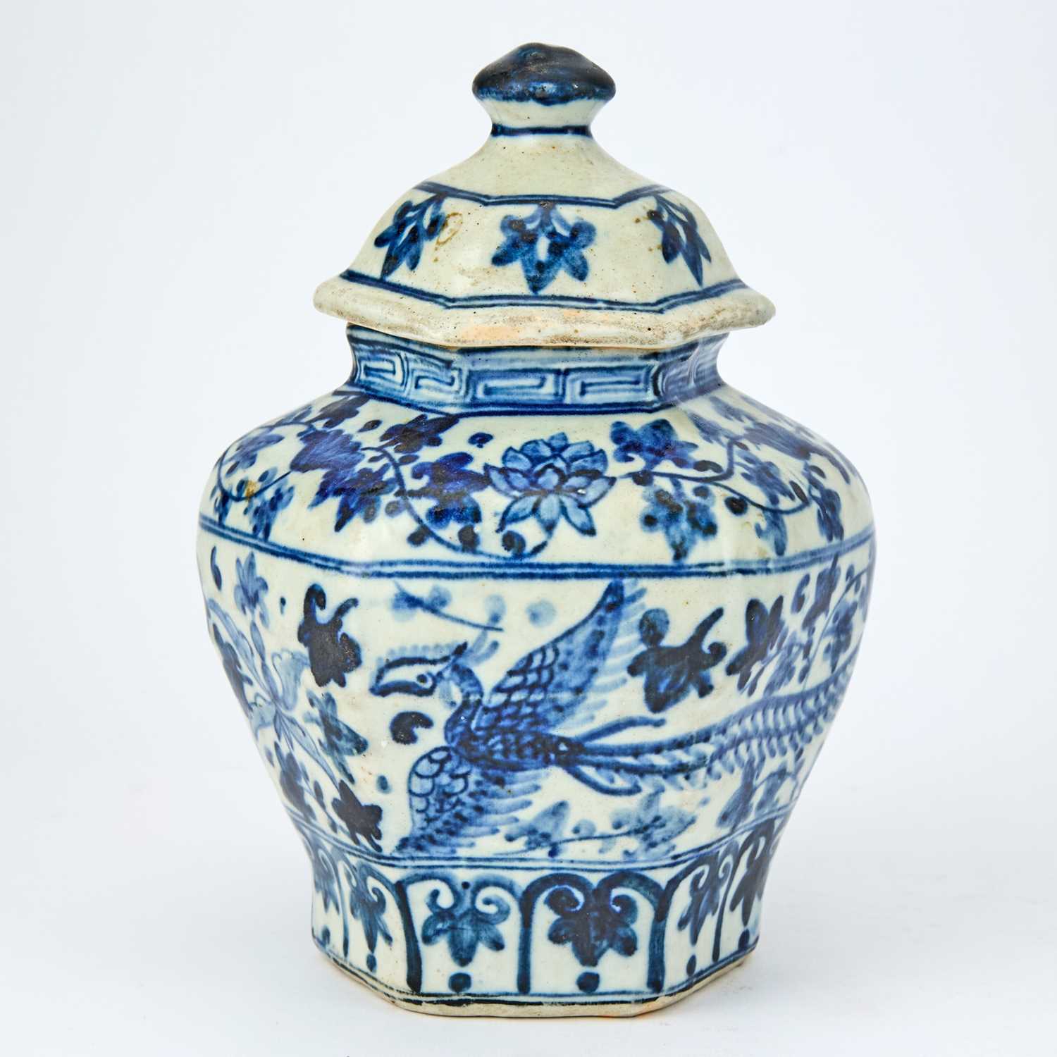 Lot 189 - A Chinese Blue and White Hexagonal Jar and Cover
