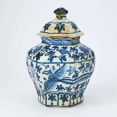 Lot 189 - A Chinese Blue and White Hexagonal Jar and Cover