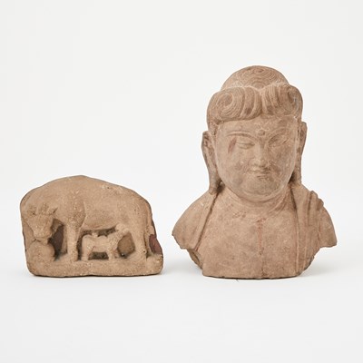 Lot 724 - Two South Asian Red Sandstone Carvings