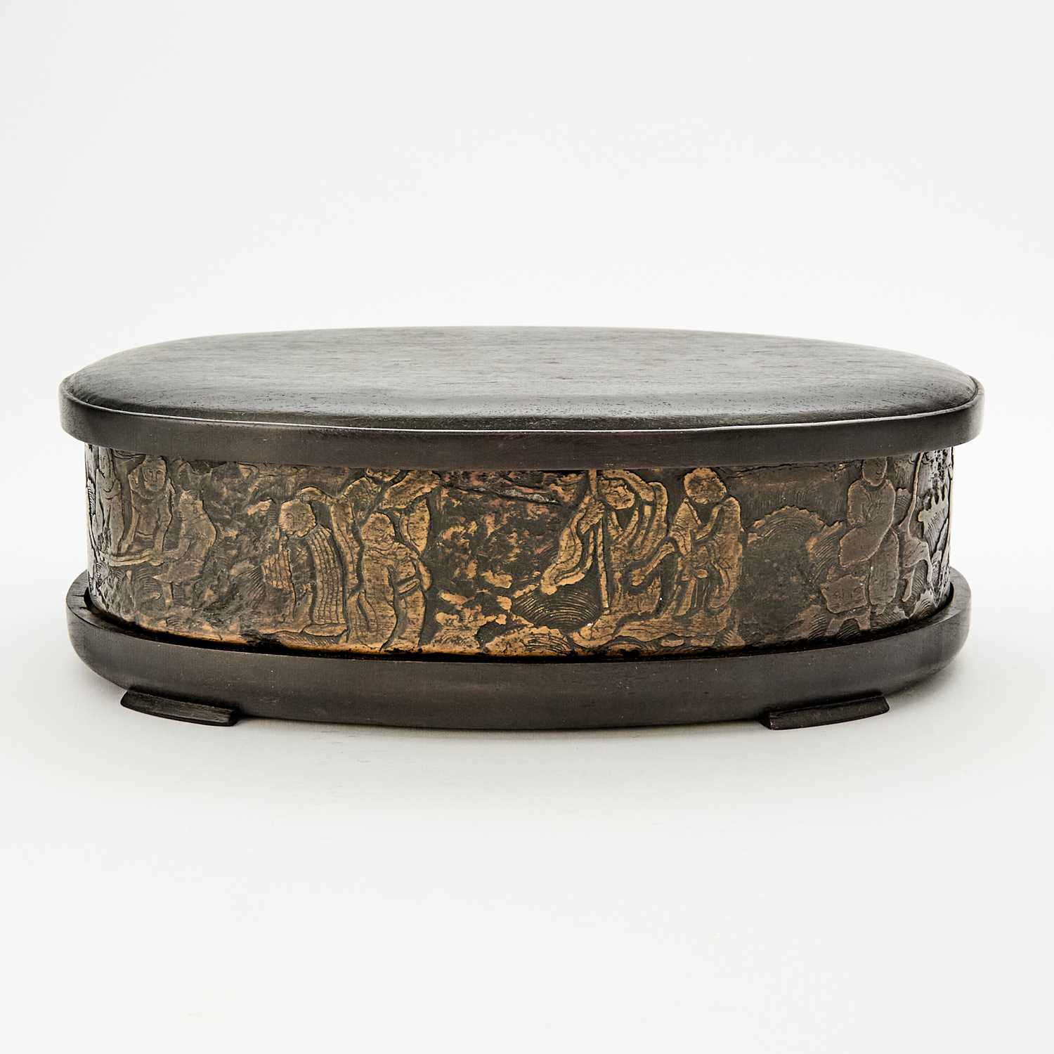Lot 123 - A Large Chinese Carved Inkstone and Case