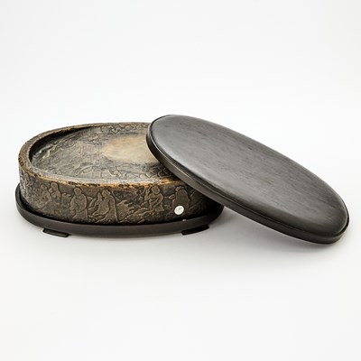 Lot 123 - A Large Chinese Carved Inkstone and Case
