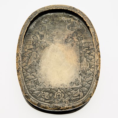Lot 123 - A Large Chinese Carved Inkstone and Case